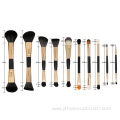 single wooden handle double-headed makeup brush set